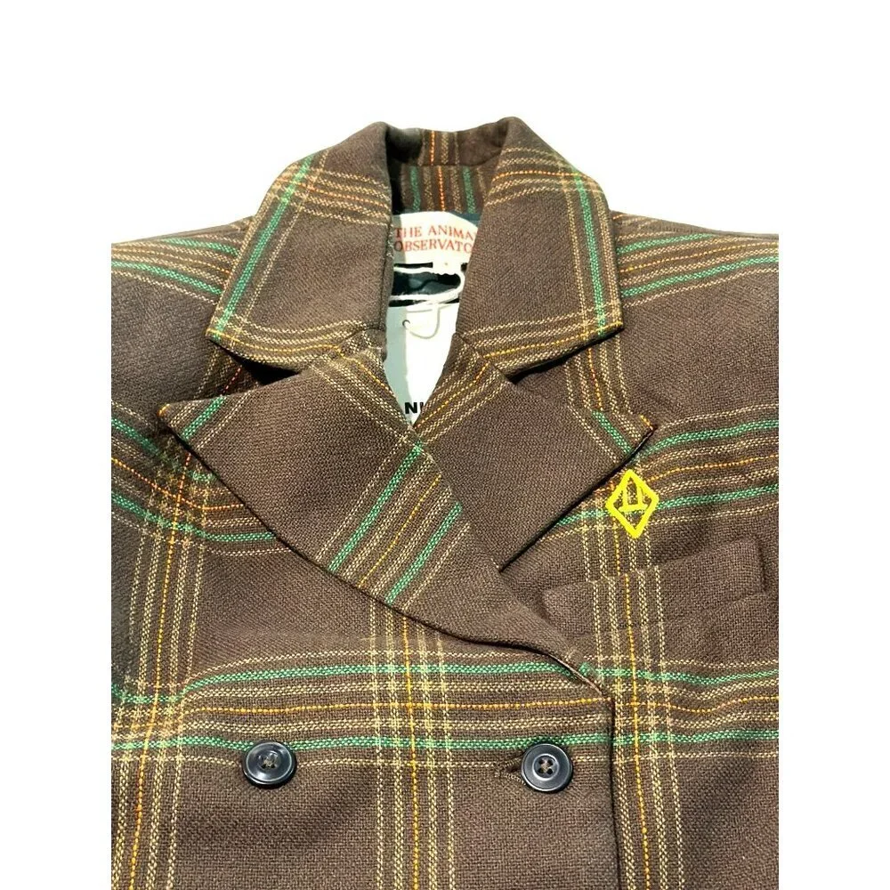 The Animals Observatory Plaid Double-Breasted Blazer Jacket Size 4 New